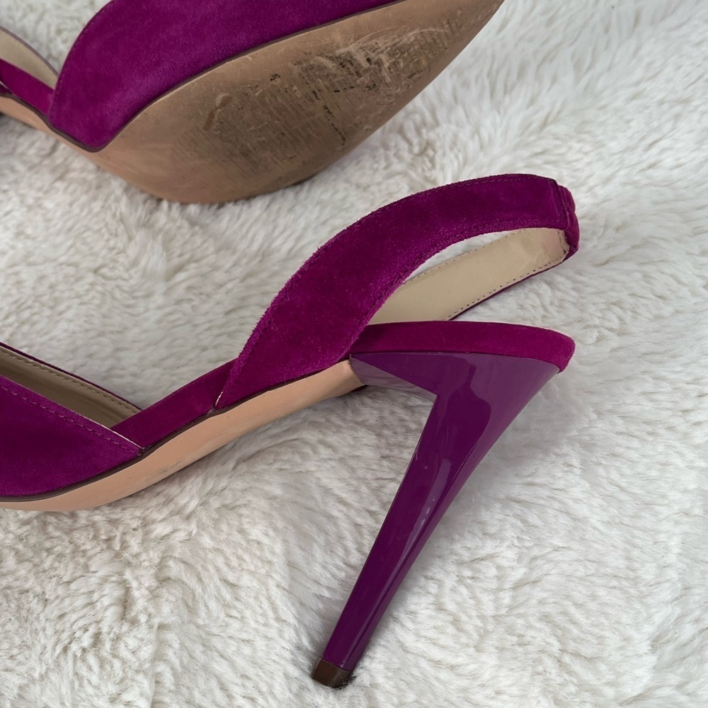 TOWN SHOES magenta suede sling backs - Picture 7 of 8